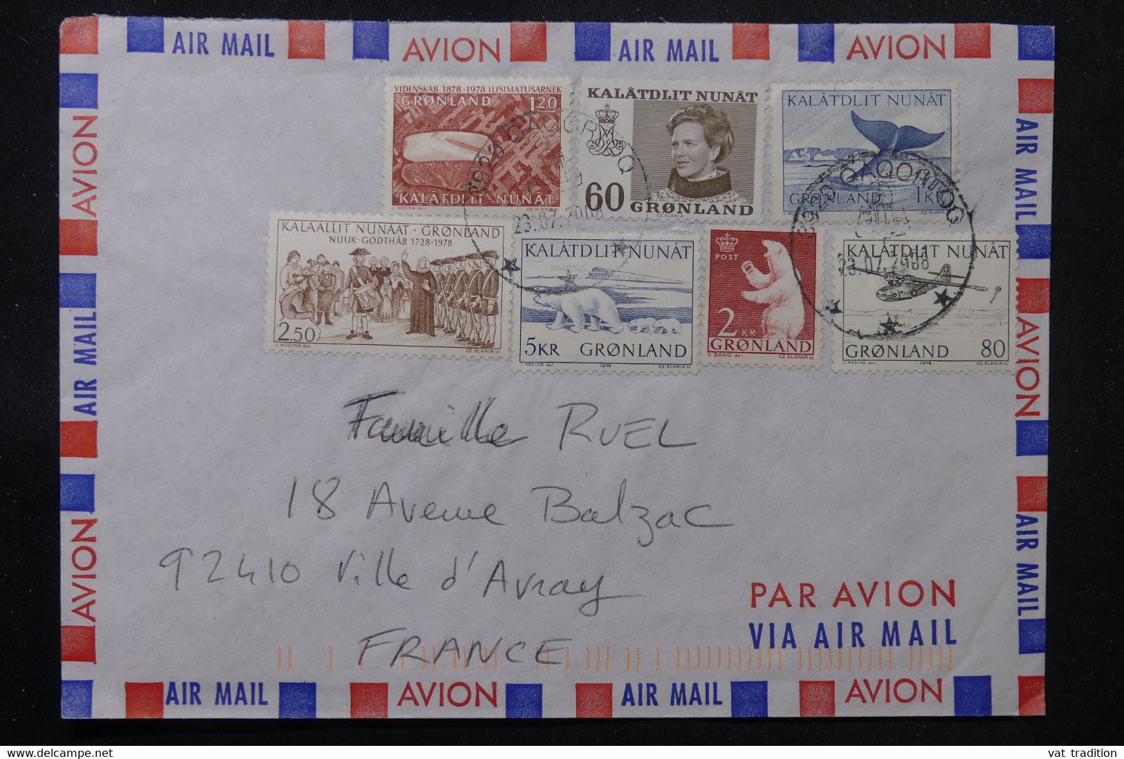 GROENLAND - Enveloppe Pour La France En 1979, Affranchissement Varié  - L 76430 - Briefe U. Dokumente