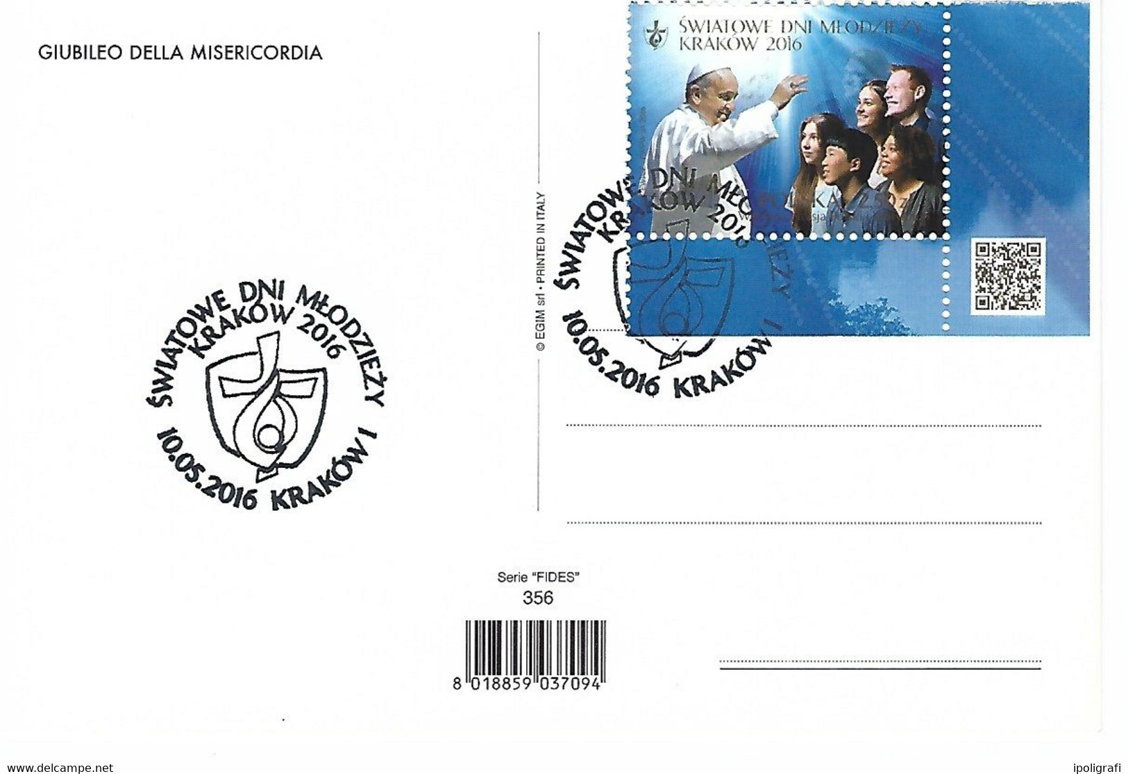 Vaticano 2016 G.ta Della Gioventù Congiunta Della Polonia  Fdc Su Cartolina - Lettres & Documents