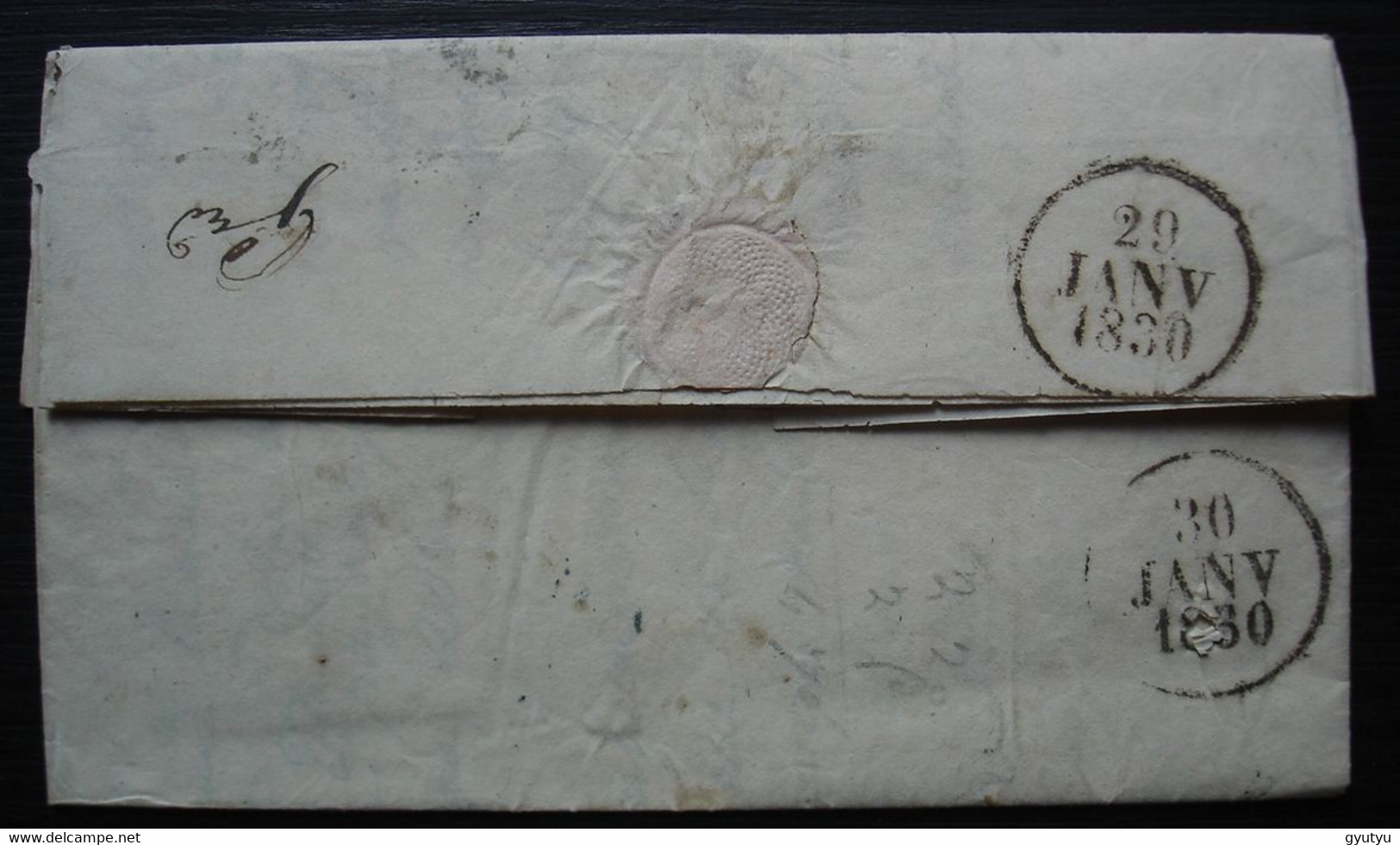 1830 Marque D'entrée Italie Par Antibes (NIZZA 22 CENN. ?) C.S.1B, Chiffre 3 Au Centre, Lettre Pour Rouen - Marques D'entrées