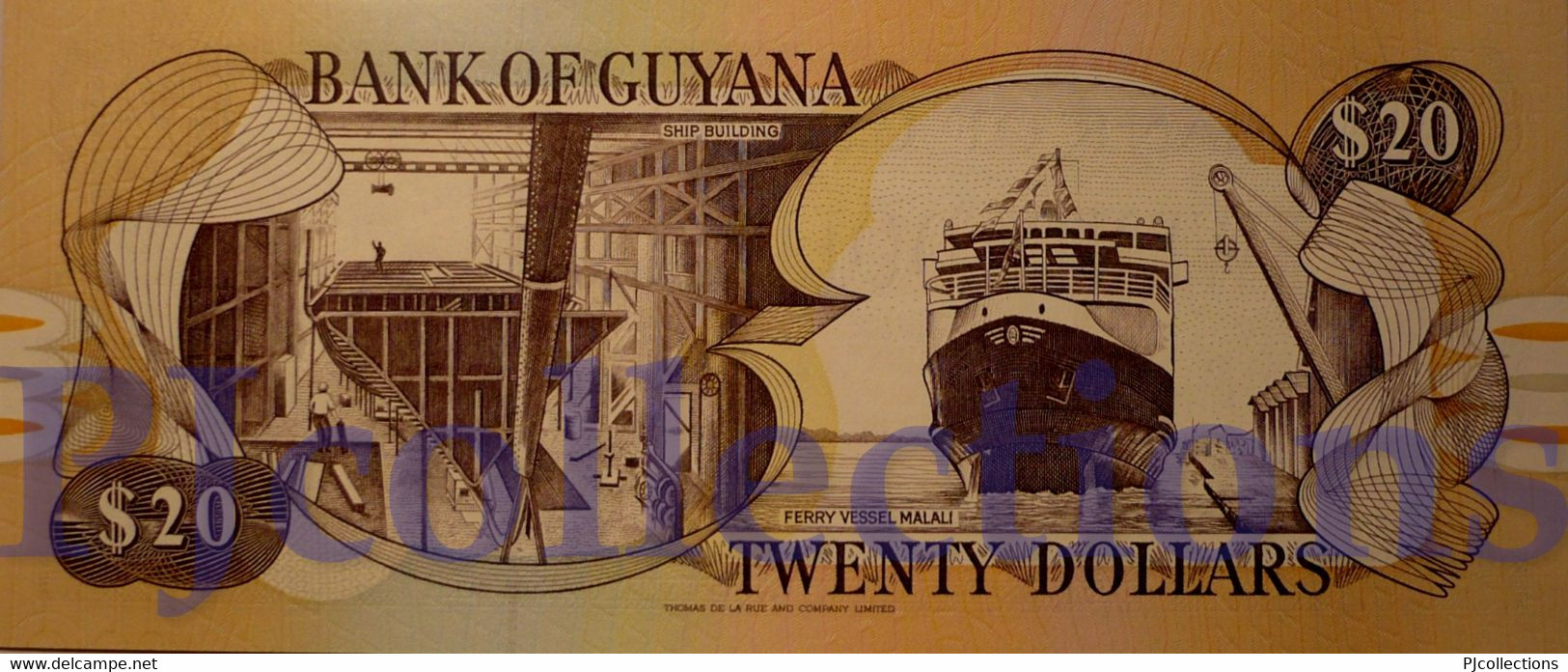 GUYANA 20 DOLLARS 1989 PICK 27 UNC - Guyana