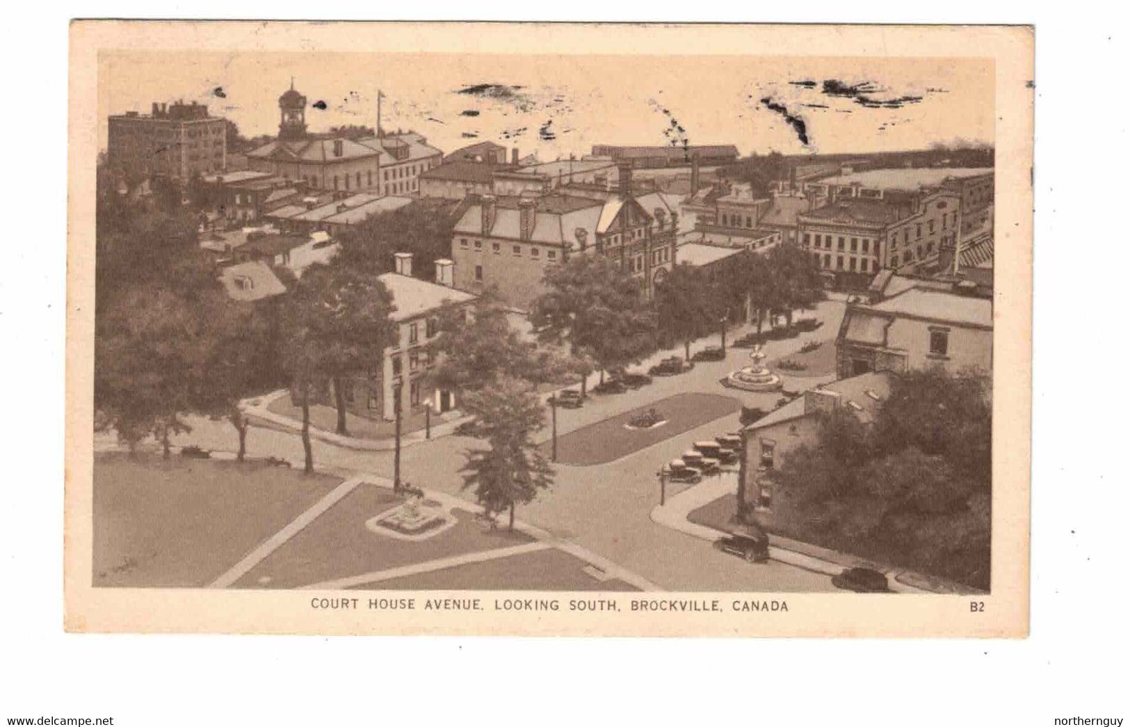 BROCKVILLE, Ontario, Canada, Court House Ave Looking South, 1945 WB Postcard, Leeds County - Brockville