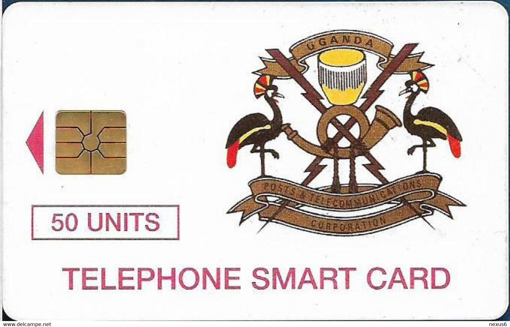 Uganda - UPTC - Telecom Logo 50, Gem1B Not Symmetr. Red, 30.000ex, 50U, Used - Ouganda