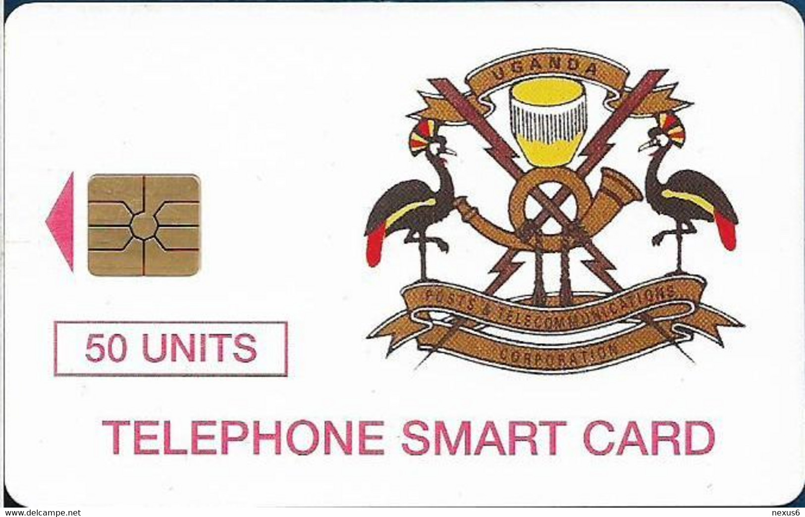 Uganda - UPTC - Telecom Logo 50, Gem1B Not Symmetr. Red, 75.000ex, 50U, Used - Uganda