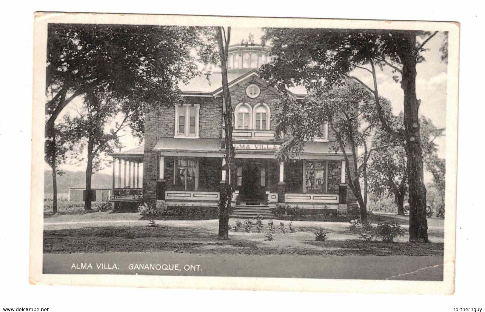 GANANOQUE, Ontario, Canada, Alma Villa, Old WB Postcard, Leeds County - Gananoque