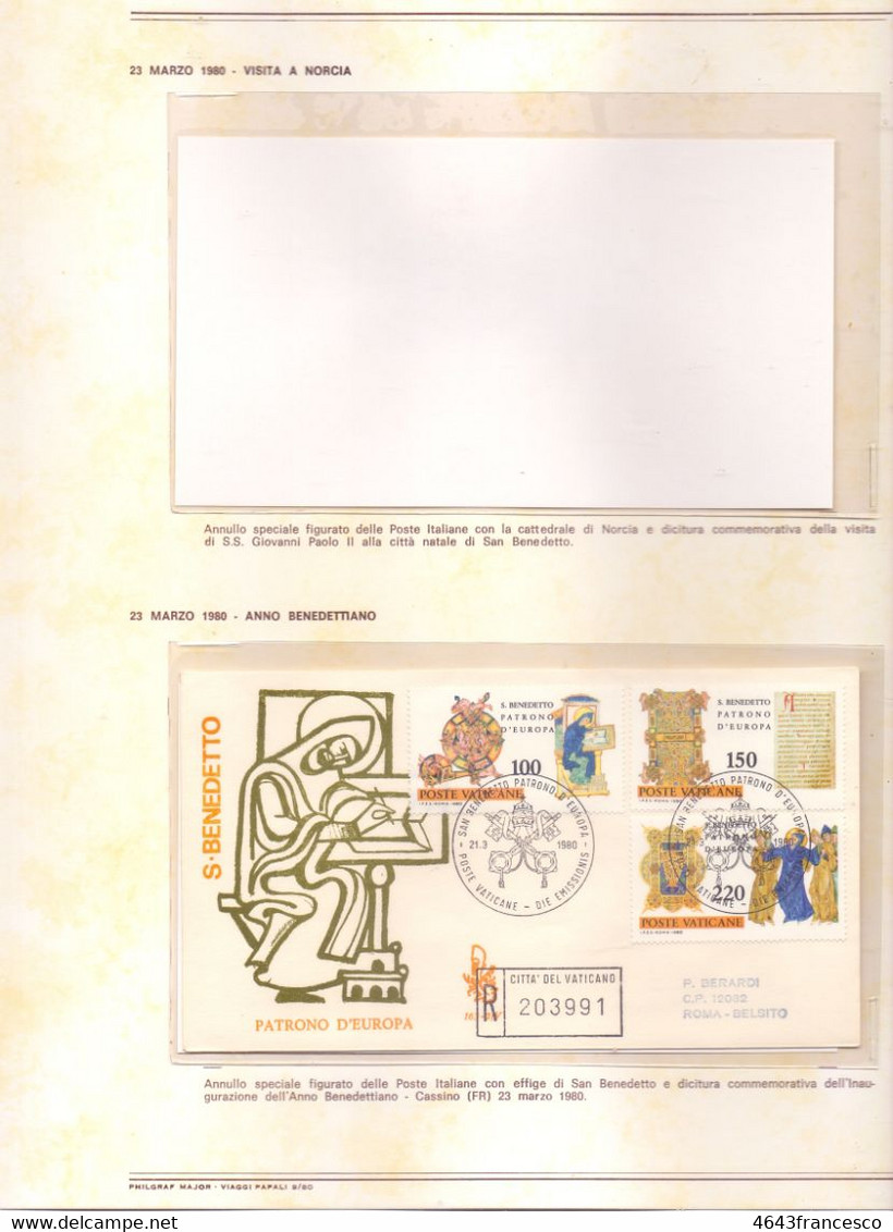 ALBUM Conteneti buste e foglietti dei viaggi di Giovanni Paolo II