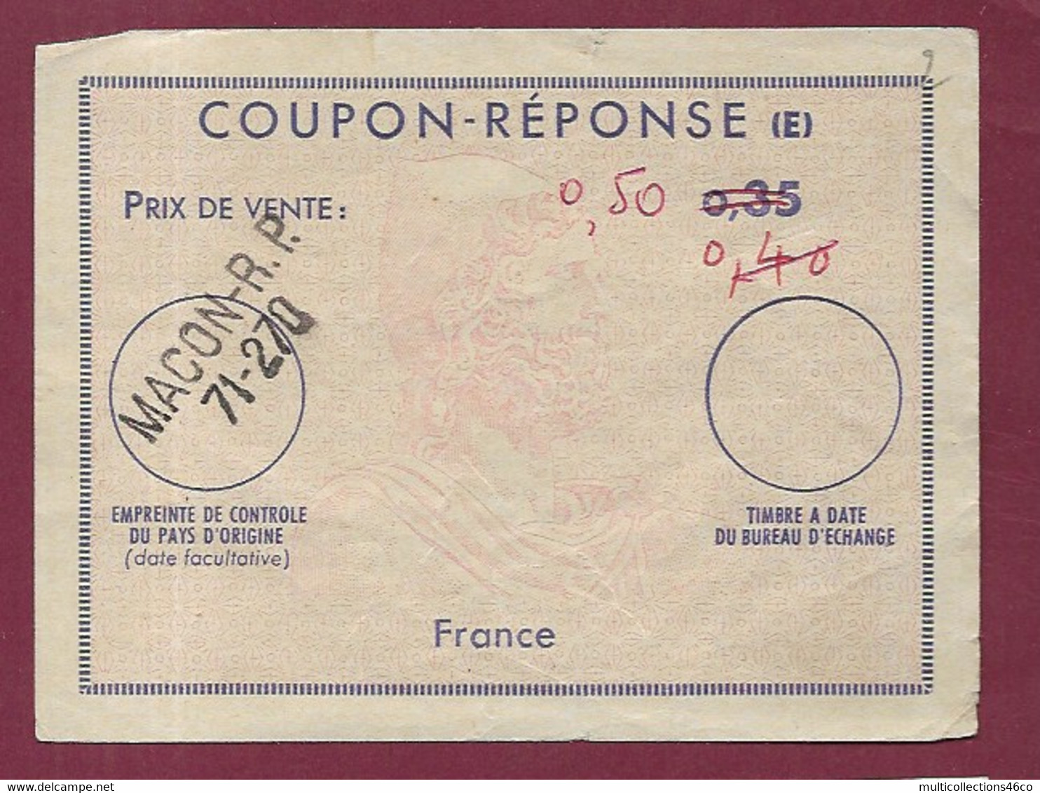081120 -  COUPON REPONSE (E) - MACON R.P. 71-270 - Antwoordbons