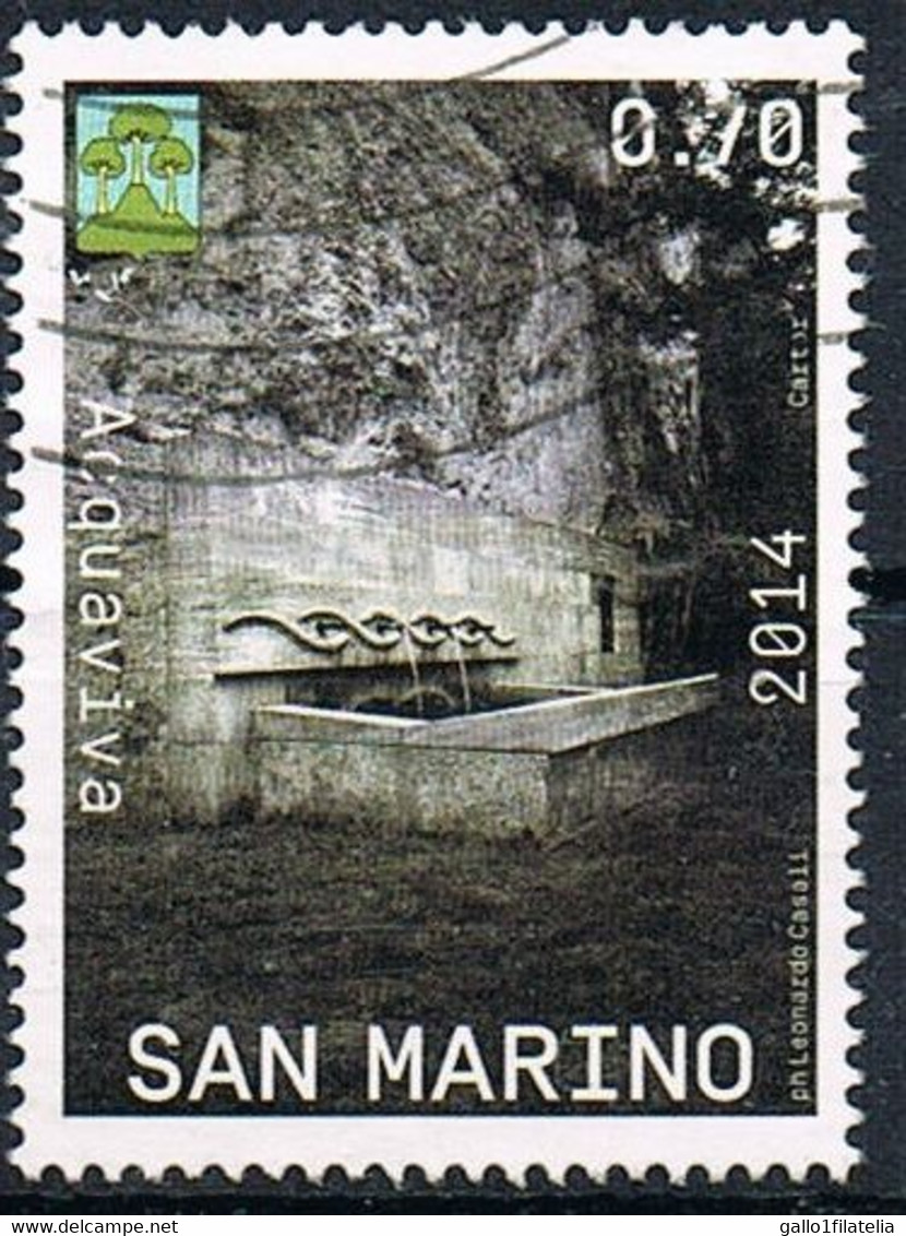 2014 - SAN MARINO - CASTELLI SANMARINESI - FONTANA DI ACQUAVIVA  / SANMARINESE CASTLES - FOUNTAIN OF ACQUAVIVA . USATO - Gebruikt