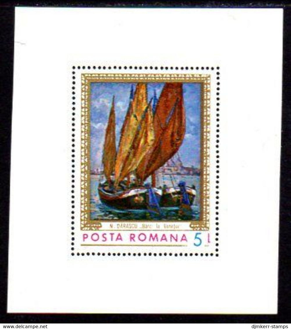 ROMANIA 1971 Marine Paintings Block MNH / **.  Michel Block 90 - Blokken & Velletjes