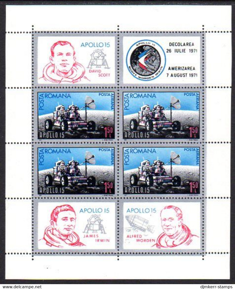 ROMANIA 1971 Apollo 15  Block MNH / **.   Michel Block 88 - Ongebruikt