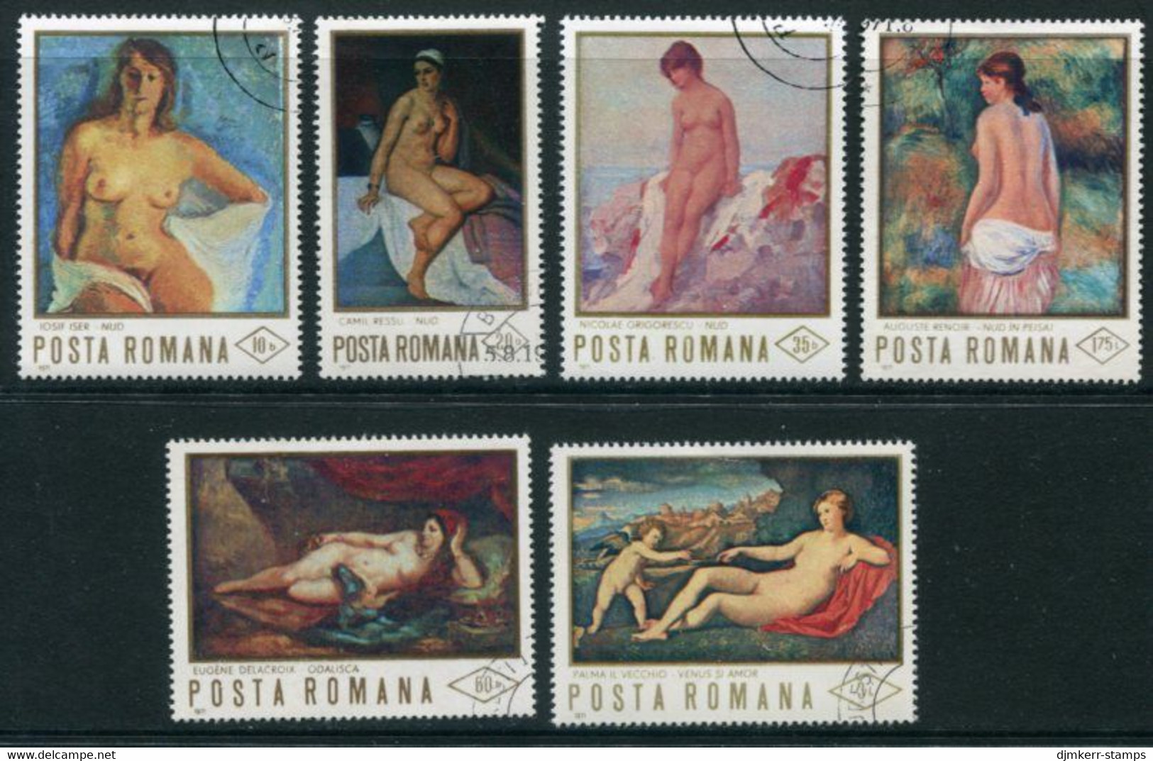 ROMANIA 1971 Nude Paintings Used.  Michel 2946-51 - Gebruikt