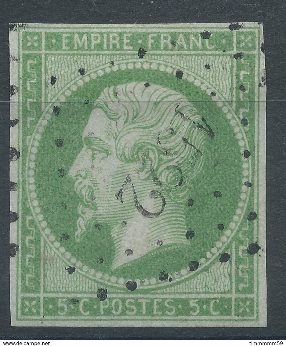 Lot N°59259   Variété/n°12, Oblit PC 1522 Hondschoote, Nord (57), Ni Pli, Ni Clair, Bonnes Marges, Fond Ligné Vertical - 1853-1860 Napoleone III