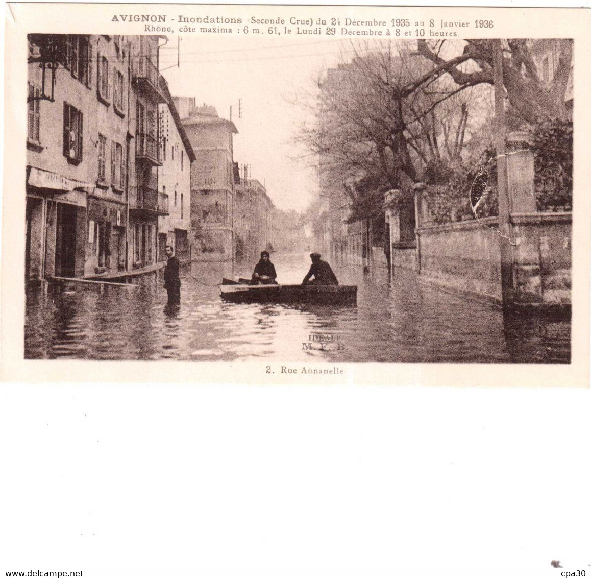 CPA VAUCLUSE AVIGNON.INONDATIONS 1935.RUE ANNANELLE - Avignon