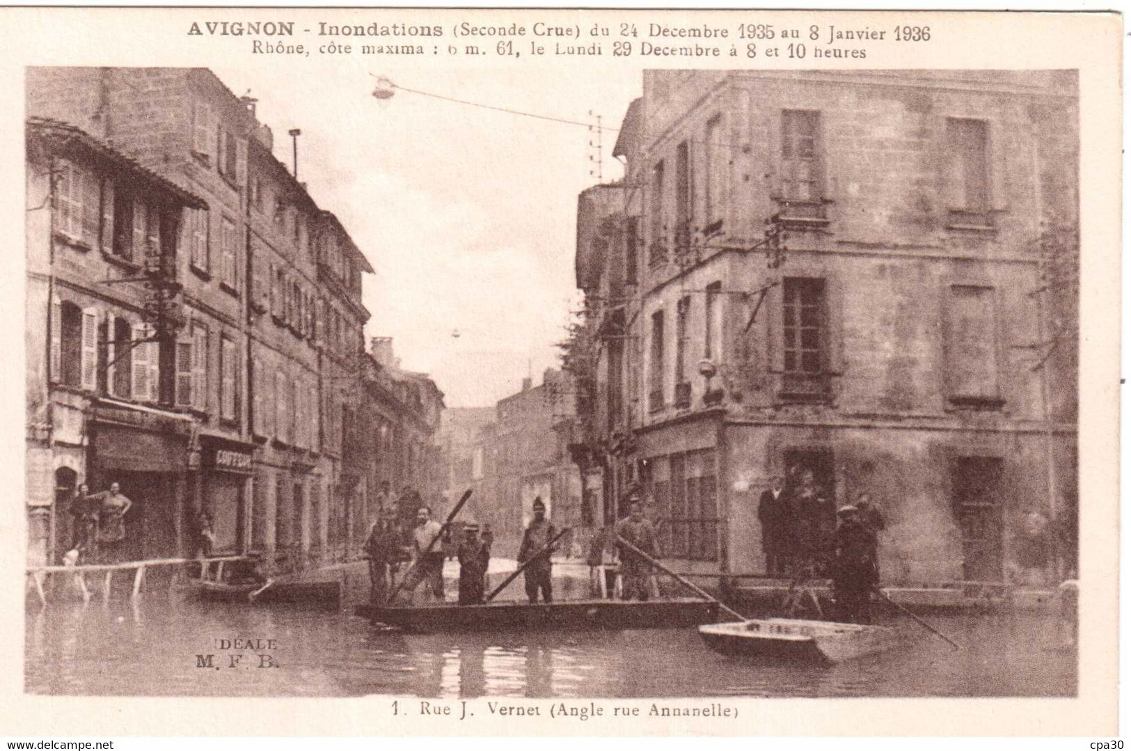 CPA VAUCLUSE AVIGNON.INONDATIONS 1935.RUE JOSEPH VERNET - Avignon