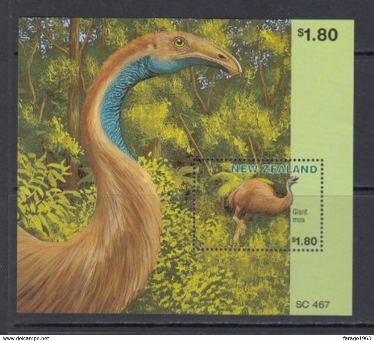 1996 New Zealand Extinct Birds "Giant Moa"  Souvenir Sheet  MNH - Ungebraucht