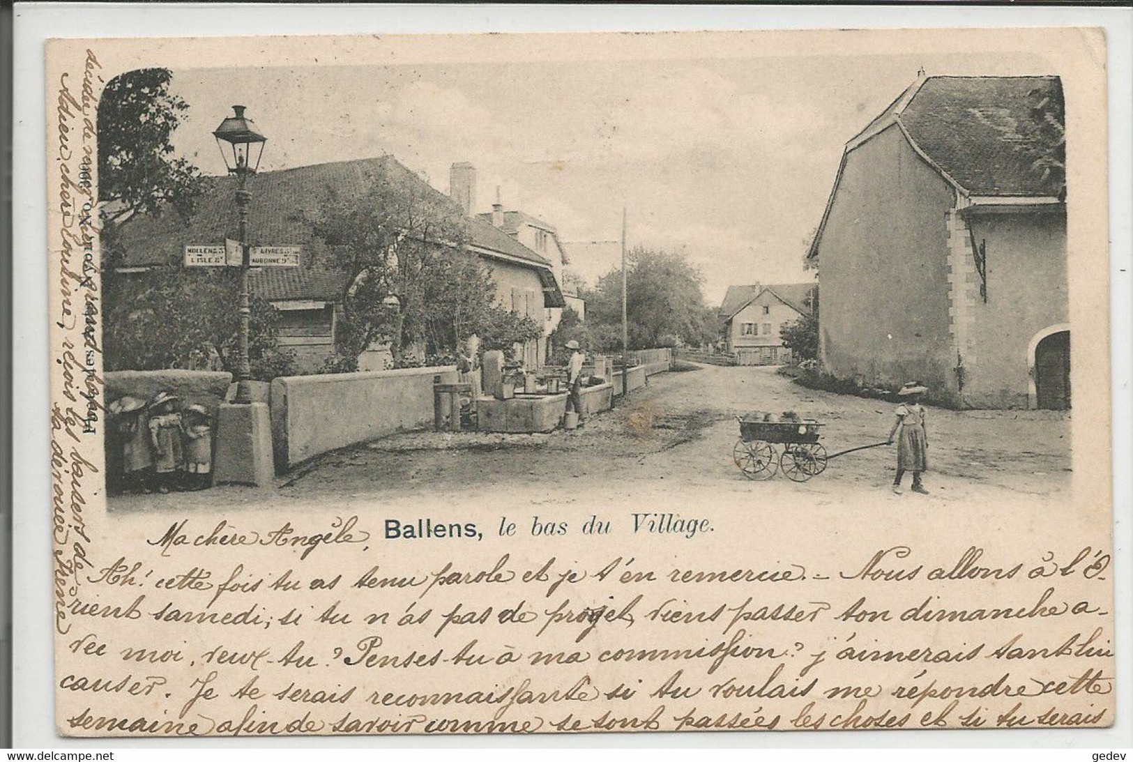 Ballens VD, Fontaine Du Bas Du Village Et Enfants (300) - Ballens