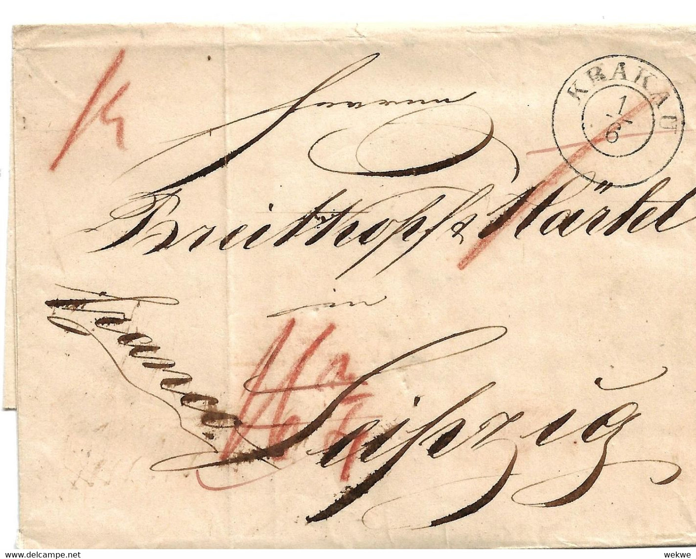 POLEN060a / POLEN - Preussisches  Postamt Krakau 1843 - ...-1860 Préphilatélie