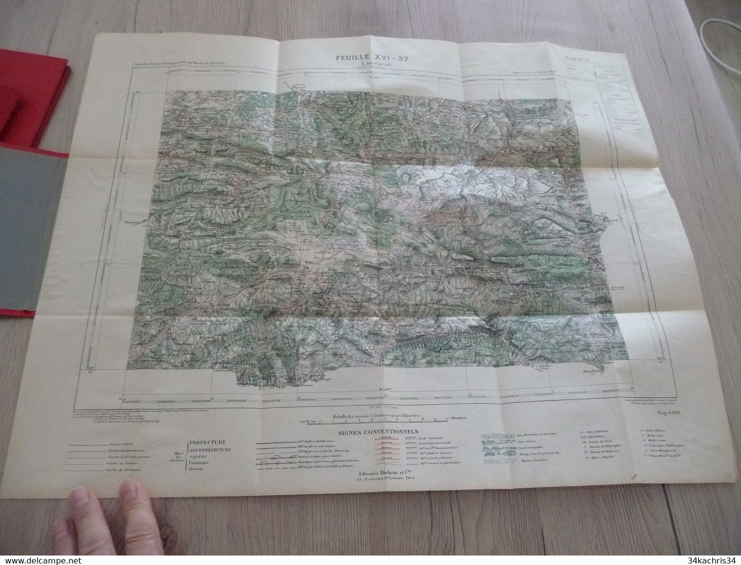 Carte Géographique Dépliante Ministère De L'Intérieur Libraire Hachette Lavelanet Ariège 1898 - Cartes Géographiques