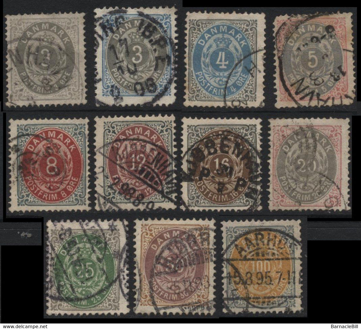 Denmark (08) 1875 Numerals Set In Ore. Used. - Otros & Sin Clasificación