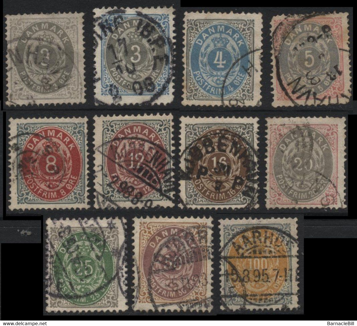 Denmark (08) 1875 Numerals Set In Ore. Used. - Andere & Zonder Classificatie