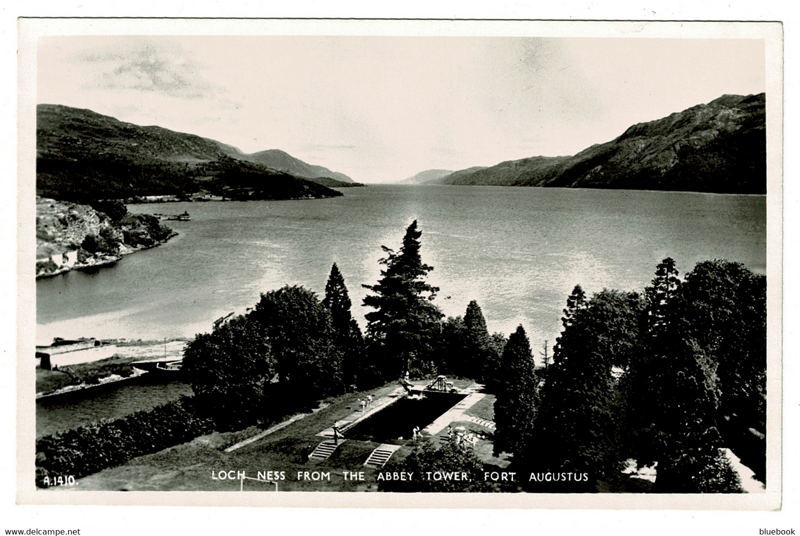 Ref 1424 - Real Photo Postcard - Loch Ness From The Abbey Tower - Fort Augustus Scotland - Inverness-shire