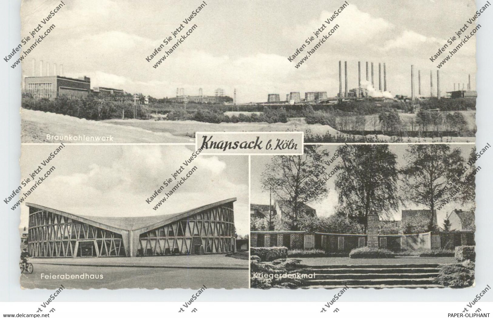 5030 HÜRTH - KNAPSACK, Braunkohlenwerk, Kriegerdenkmal, Feierabendhaus, 1959 - Huerth