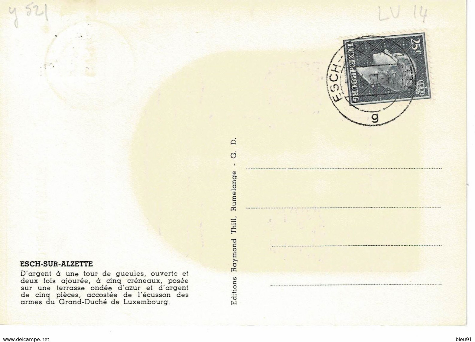 CARTE MAXIMUM 1957 LUXEMBOURG BLASONS  ARMOIRIES ARMS WAPPEN ESCH SUR ALZETTE - Cartoline Maximum