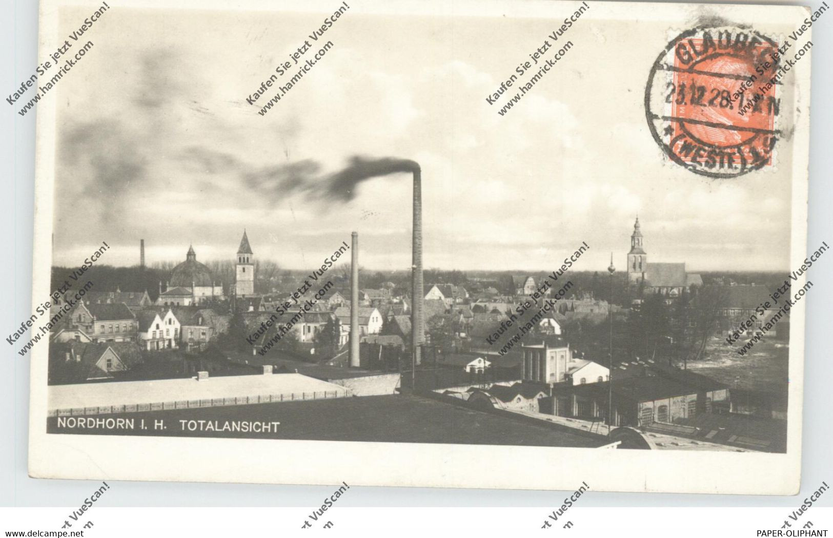 4460 NORDHORN, Gesamtansicht 1928, Rauchende Kamine - Nordhorn