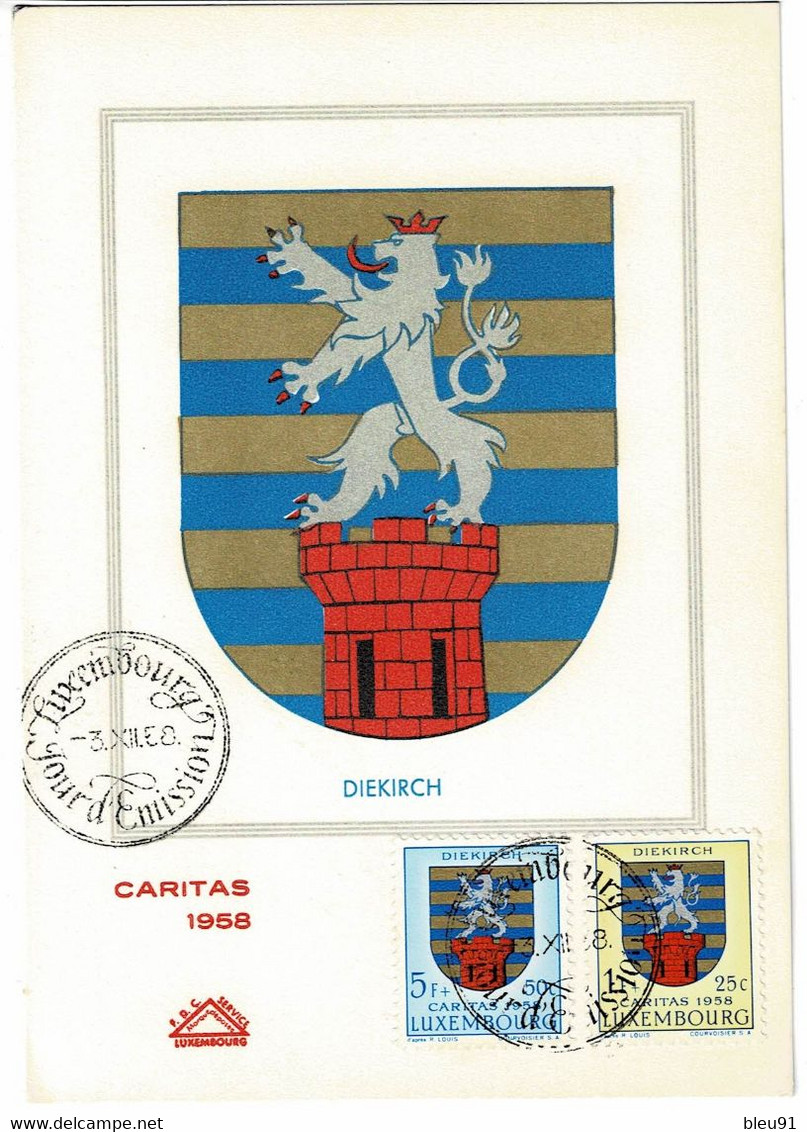 CARTE MAXIMUM  LUXEMBOURG BLASONS  ARMOIRIES ARMS WAPPEN DIEKIRCH - Maximumkaarten