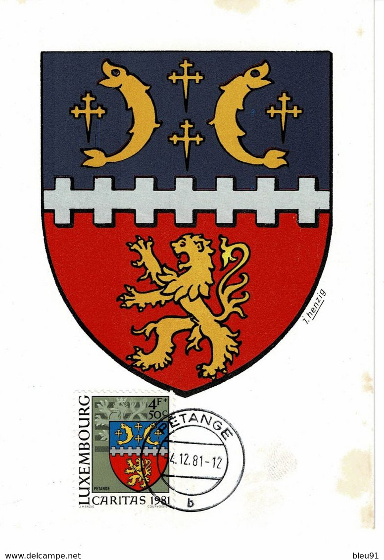 CARTE MAXIMUM  LUXEMBOURG BLASONS  ARMOIRIES ARMS WAPPEN PETANGE - Maximum Cards