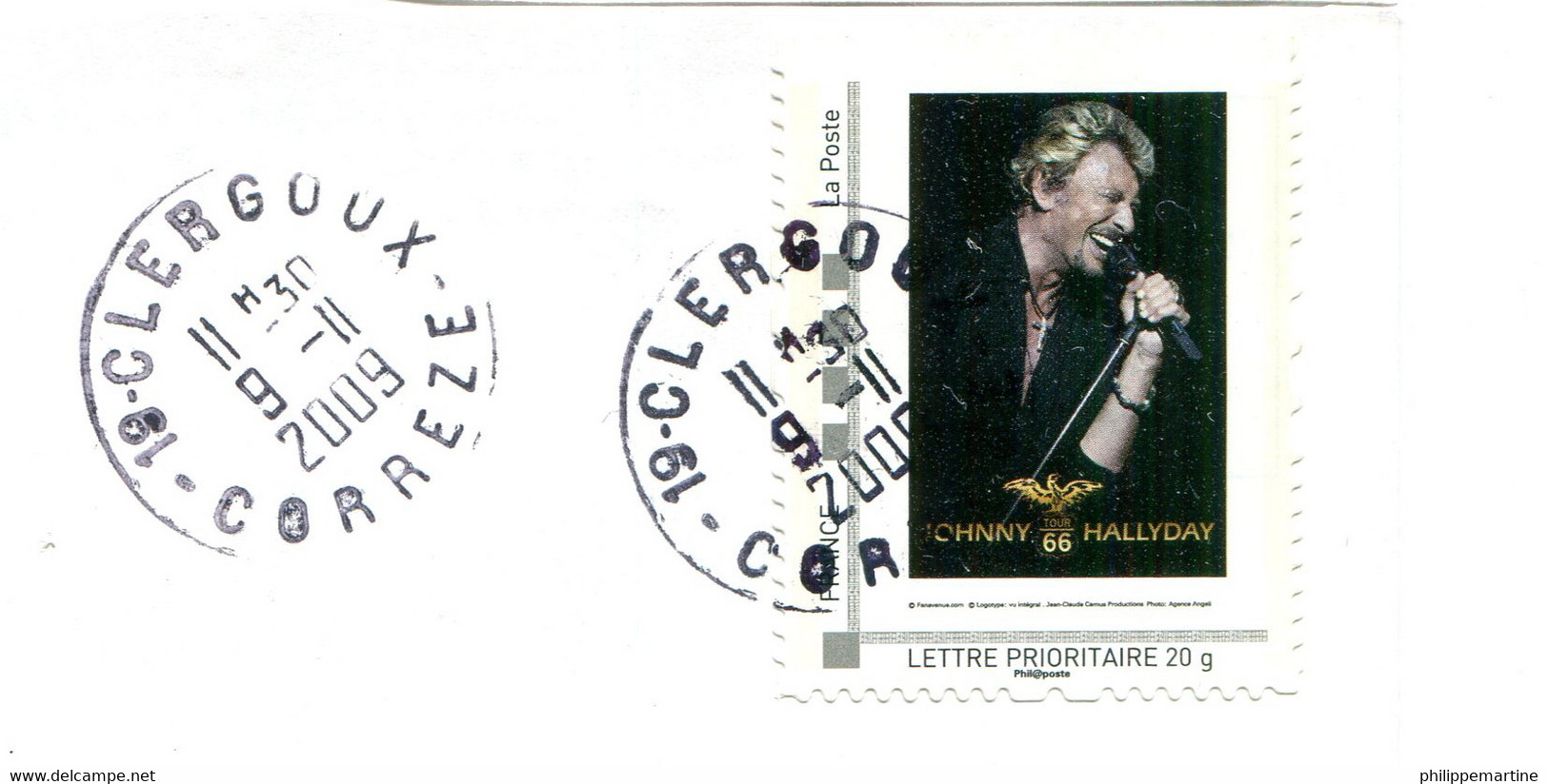 Montimbramoi Johnny Hallyday - Tour 66 - Oblitération Clergoux (19) Du 9-11-2009 - Altri & Non Classificati