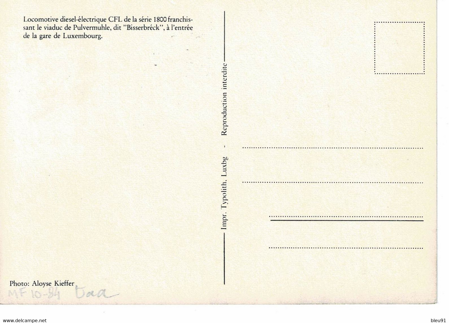 CARTE MAXIMUM  LUXEMBOURG CHEMINS DE FER 1984 - Maximum Cards