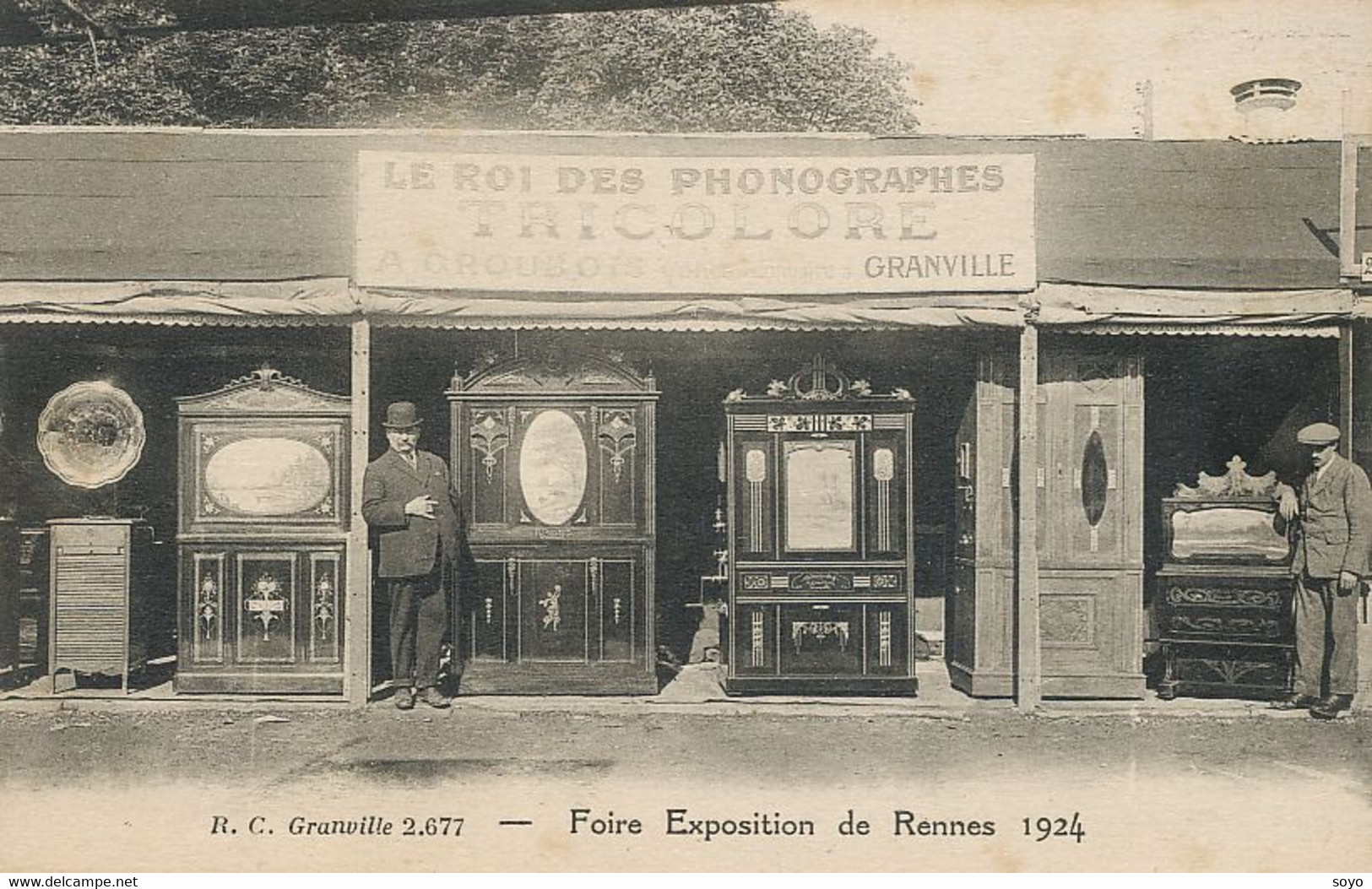 Foire Expo Rennes 1924 Stand Phonographes Groubois Granville . Gramophone . Phono - Foires