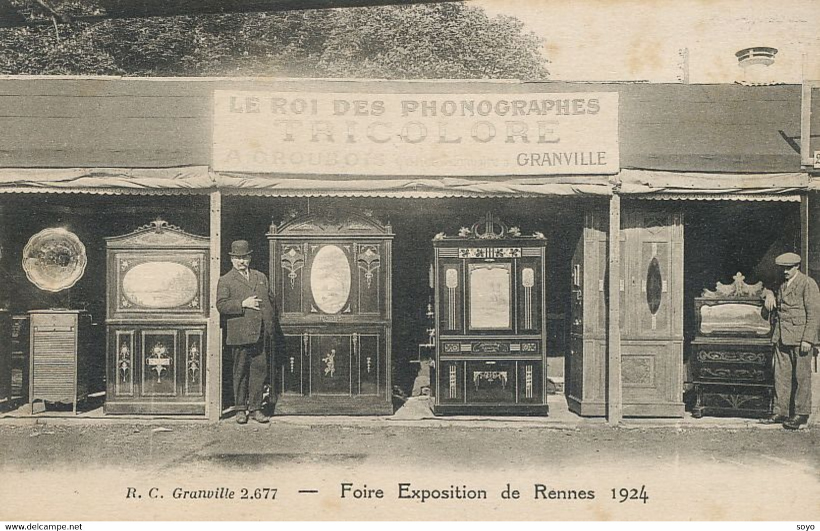 Foire Expo Rennes 1924 Stand Phonographes Groubois Granville . Gramophone . Phono - Kermissen