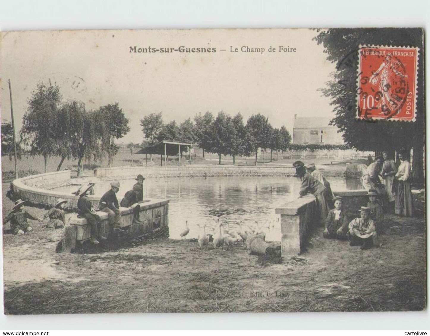 86 MONTS SUR GUESNES ... Le Champ De Foire (Lissy) écrite En 1909 Enfants - Monts Sur Guesnes