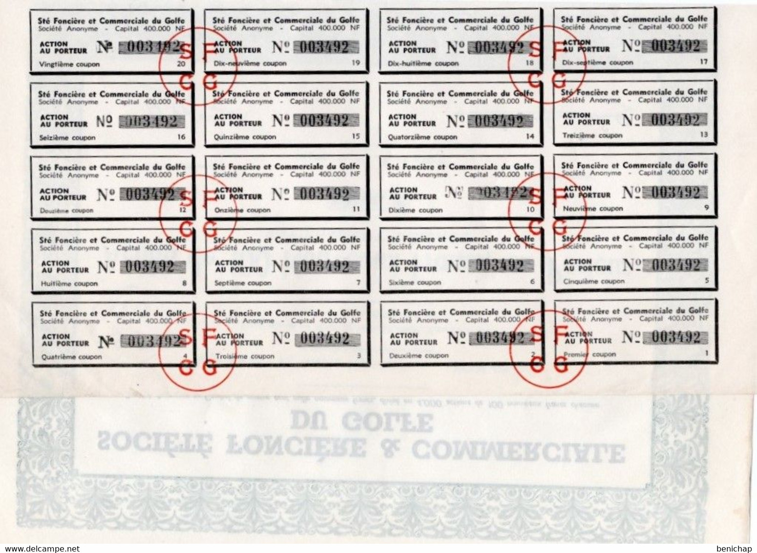 Action De 100 Nouveaux Francs Au Porteur - Socièté Foncière & Commerciale Du Golfe - Lyon 1960. - Bank & Insurance