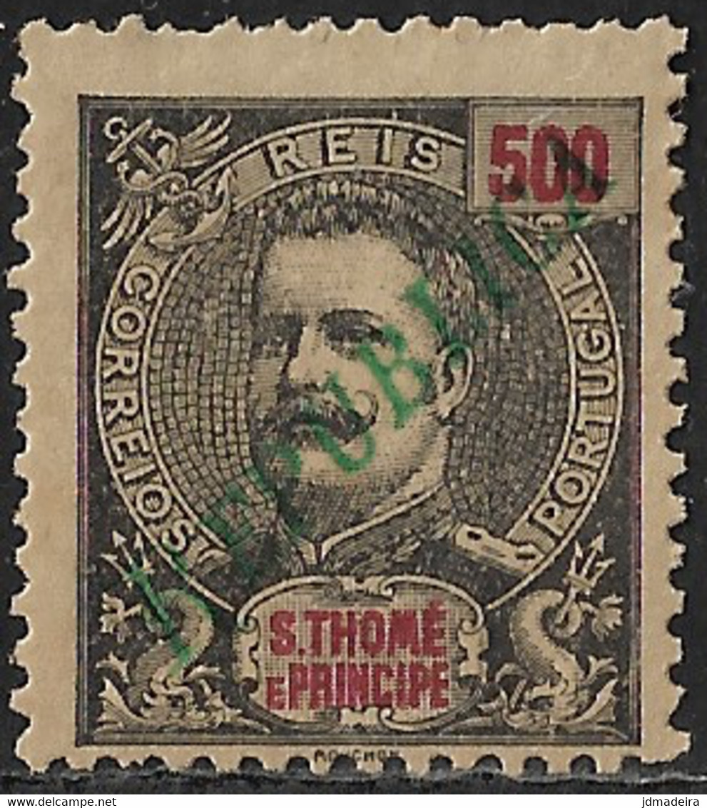 St. Thomas & Prince – 1920 King Carlos Overprinted REPUBLICA 500 Réis - St. Thomas & Prince