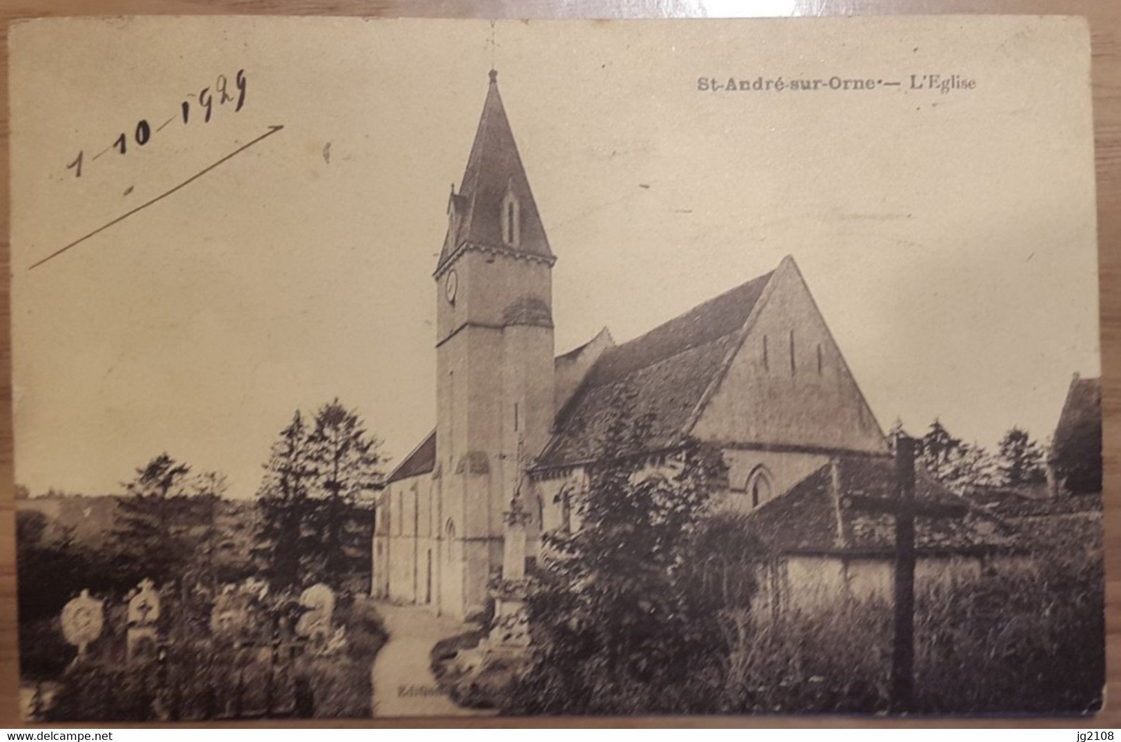 Carte Postale Saint André Sur Orne L'église 1929 - Andere & Zonder Classificatie