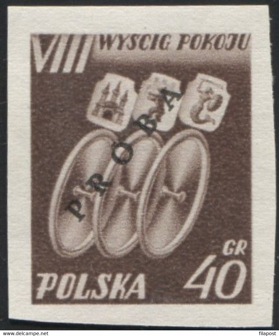 Poland 1955, Mi 905 VIII International Cycling Peace Race Original Proof Colour Guarantee PZF Expert Wysocki MNH** W04 - Probe- Und Nachdrucke