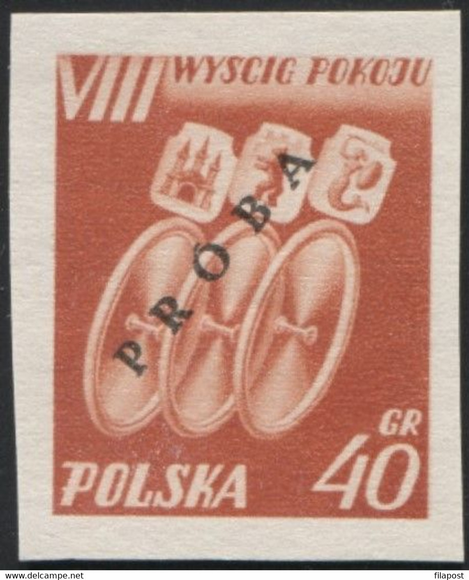 Poland 1955, Mi 905 VIII International Cycling Peace Race Original Proof Colour Guarantee PZF Expert Wysocki MNH** W04 - Proeven & Herdruk