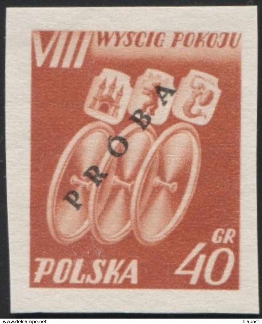 Poland 1955, Mi 905 VIII International Cycling Peace Race Original Proof Colour Guarantee PZF Expert Wysocki MNH** W04 - Probe- Und Nachdrucke