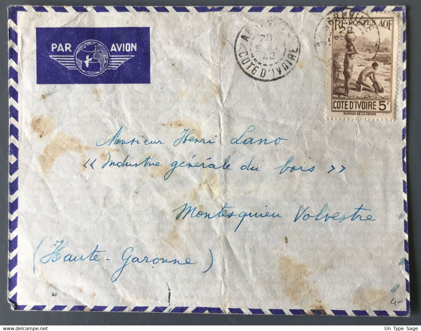 Cote D'Ivoire N°130 Sur Enveloppe D'Agboville 28/09/1942 - (C2023) - Storia Postale