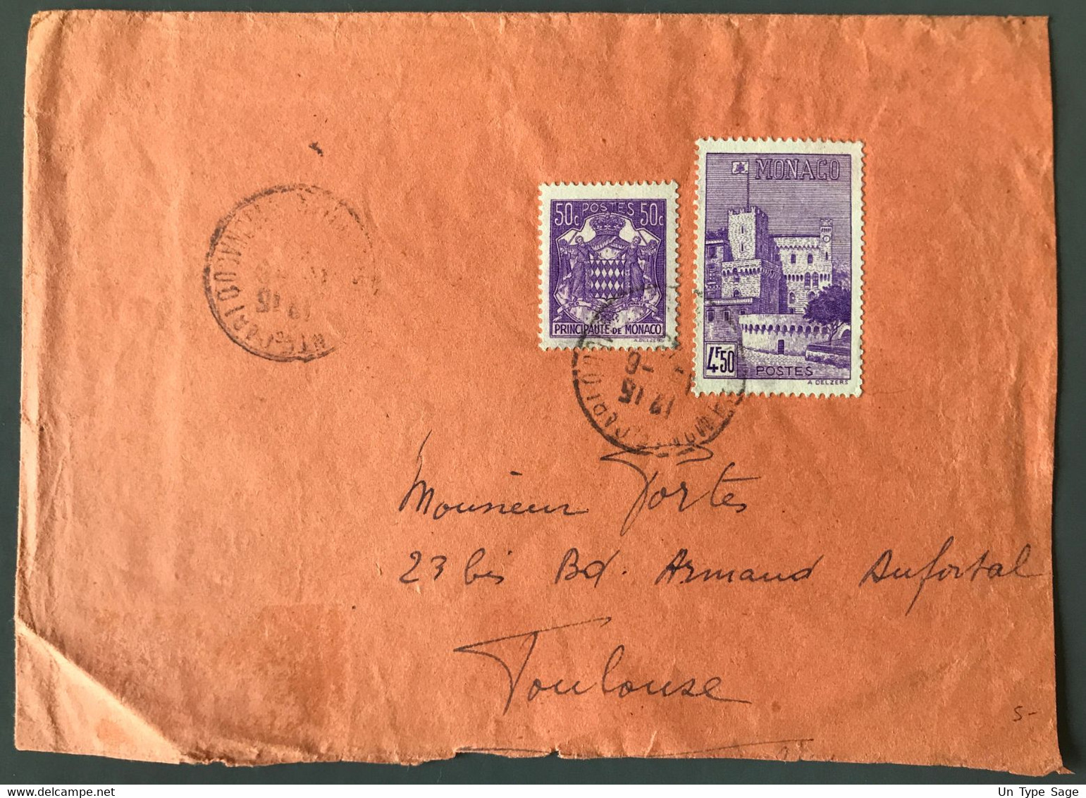 Monaco N°252 Et 259 Sur Enveloppe Pour Toulouse - (C2024) - Cartas & Documentos