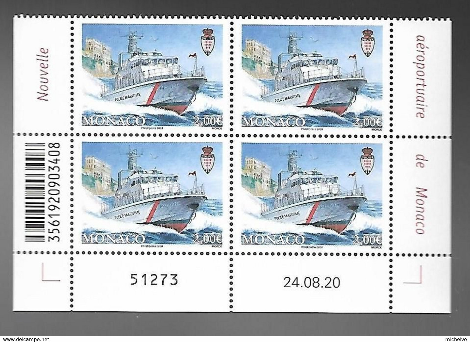 Monaco 2020 - Yv N° 3253 ** - Nouvelle Embarcation De La Police Portuaire - Unused Stamps