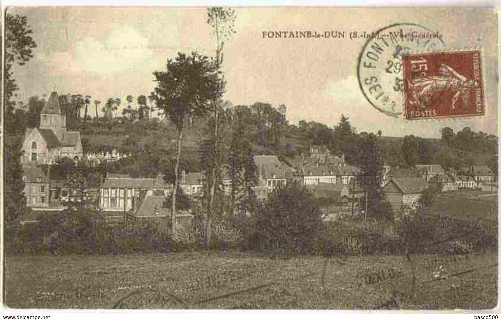 1930 FONTAINE Le DUN : Carte Sur Le BOURG - Fontaine Le Dun