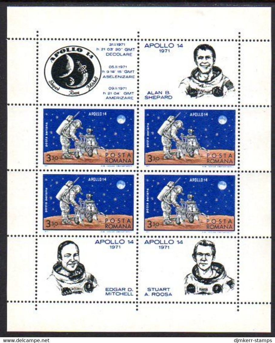 ROMANIA 1971 Apollo 14 Space Mission Block MNH / **.  Michel Block 83 - Ongebruikt