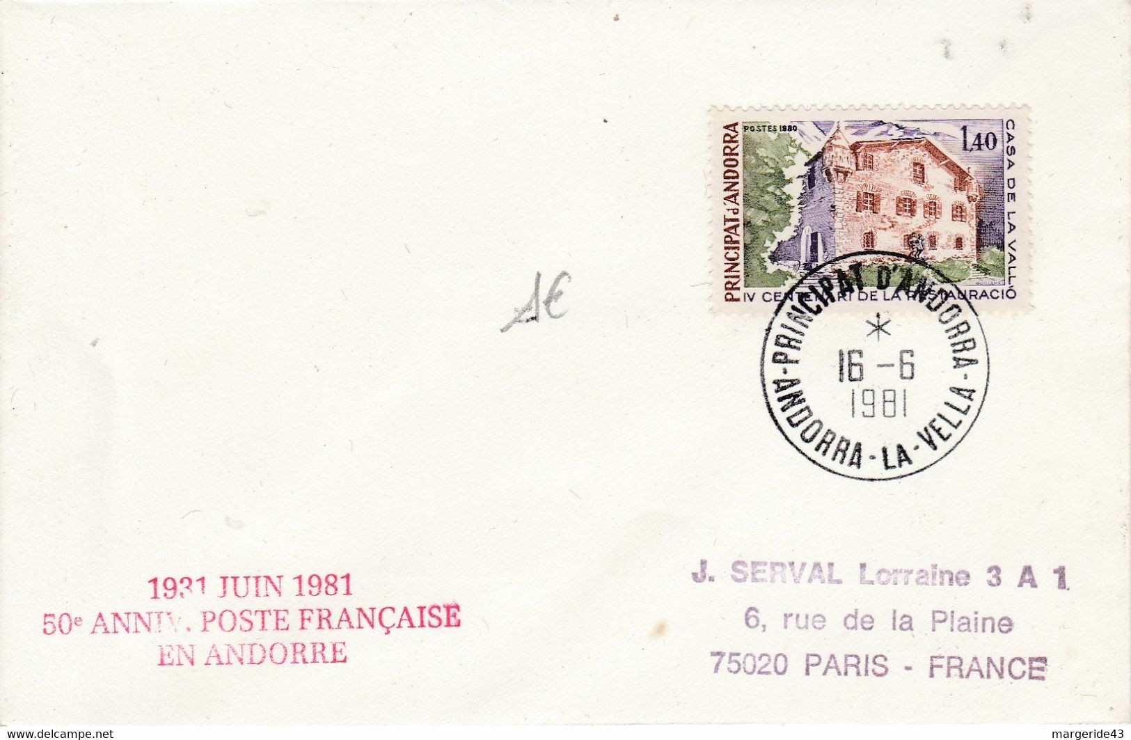 ANDORRE LETTRE POUR LA FRANCE 1981 - Briefe U. Dokumente