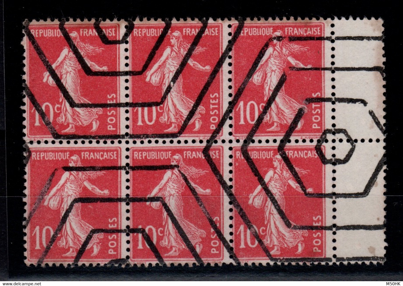 RR - Variete - Mise Au Rebut : Annulation De L'imprimerie Sur Bloc De 6 * Semeuse YV 138 NSG MNG , Car Couleur Trop Rose - Unused Stamps