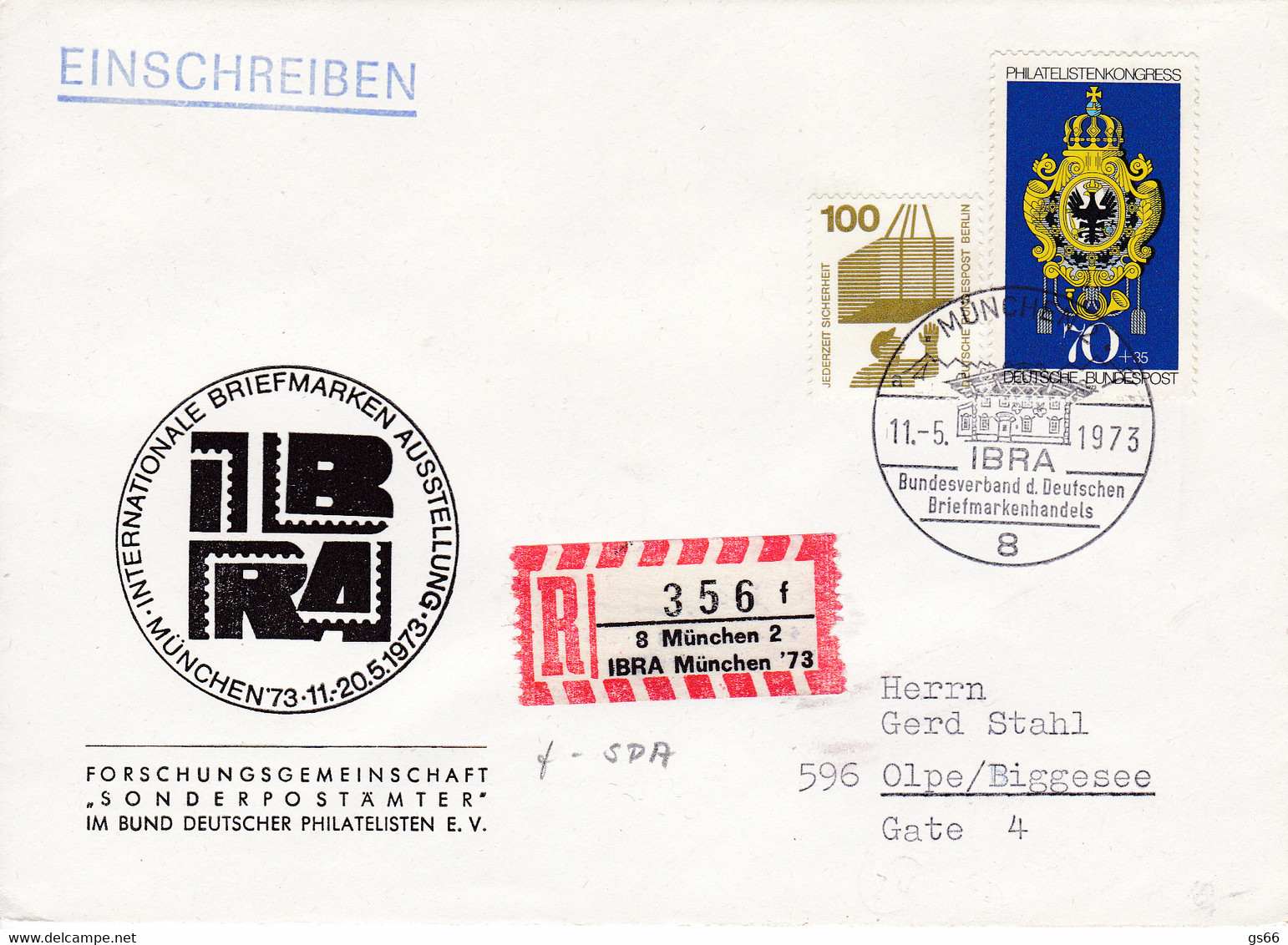 R-Brief Mit Sonder R Zettel, NEZ - München  2, IBRA '73;  880 Ub "c" - R- & V- Viñetas