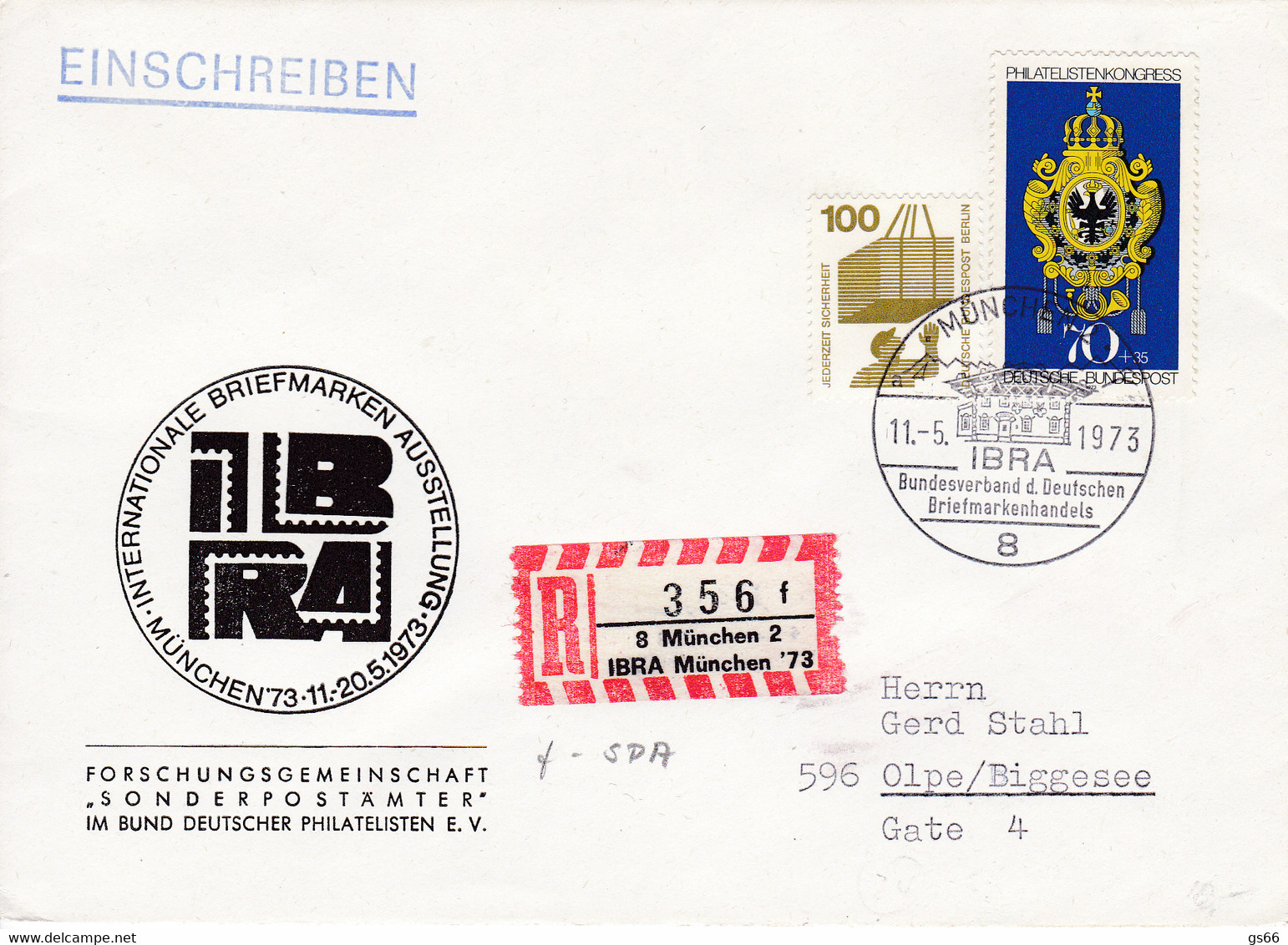 R-Brief Mit Sonder R Zettel, NEZ - München  2, IBRA '73;  356, Ub "f" - R- & V- Vignetten