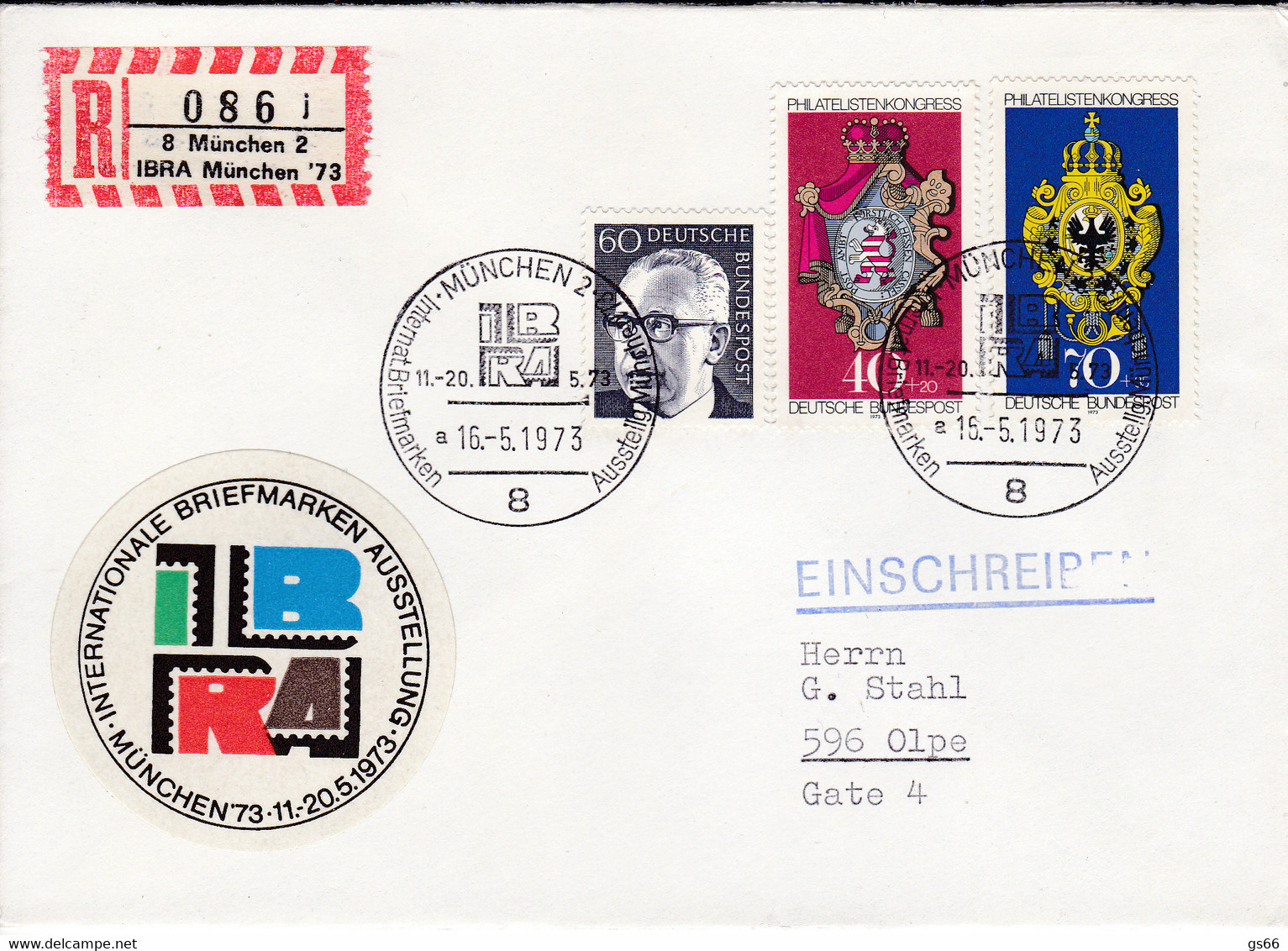 R-Brief Mit Sonder R Zettel, NEZ - München  2, IBRA '73;  086, Ub "j" - R- & V- Vignetten